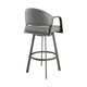 Marcy Swivel Barstool Chair | Iron | Gray Channel Tufted Faux Leather