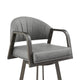 Marcy Swivel Barstool Chair | Iron | Gray Channel Tufted Faux Leather