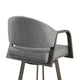 Marcy Swivel Barstool Chair | Iron | Gray Channel Tufted Faux Leather