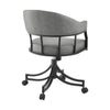 Tibby Swivel Dining Chair | Tilt Rolling | Black Iron | Gray Faux Leather BM339133