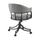 Tibby Swivel Dining Chair | Tilt Rolling | Black Iron | Gray Faux Leather BM339133