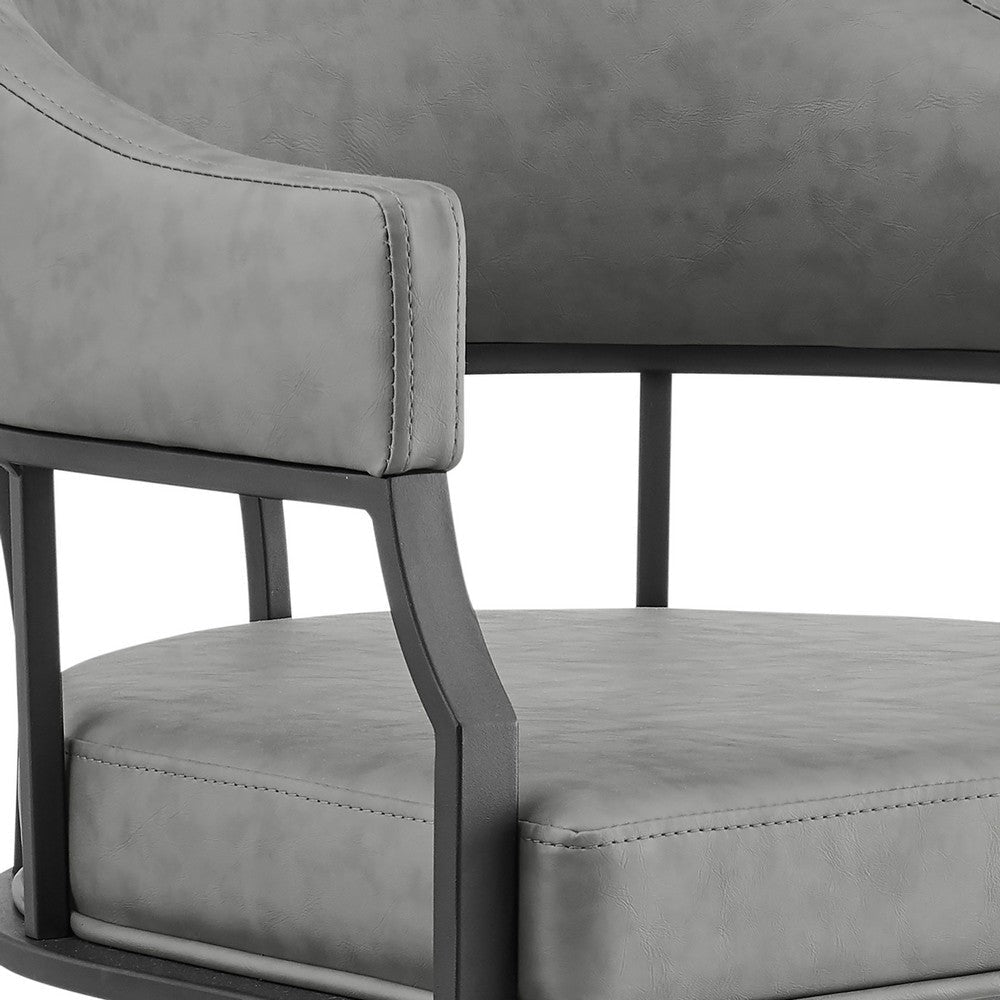 Tibby Swivel Dining Chair | Tilt Rolling | Black Iron | Gray Faux Leather BM339133