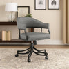 Tibby Swivel Dining Chair | Tilt Rolling | Black Iron | Gray Faux Leather