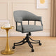 Tibby Swivel Dining Chair | Tilt Rolling | Black Iron | Gray Faux Leather