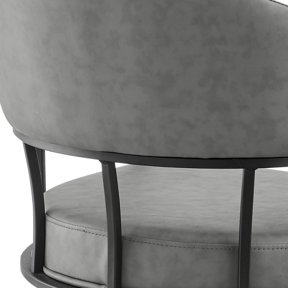 Tibby Swivel Dining Chair | Tilt Rolling | Black Iron | Gray Faux Leather BM339133