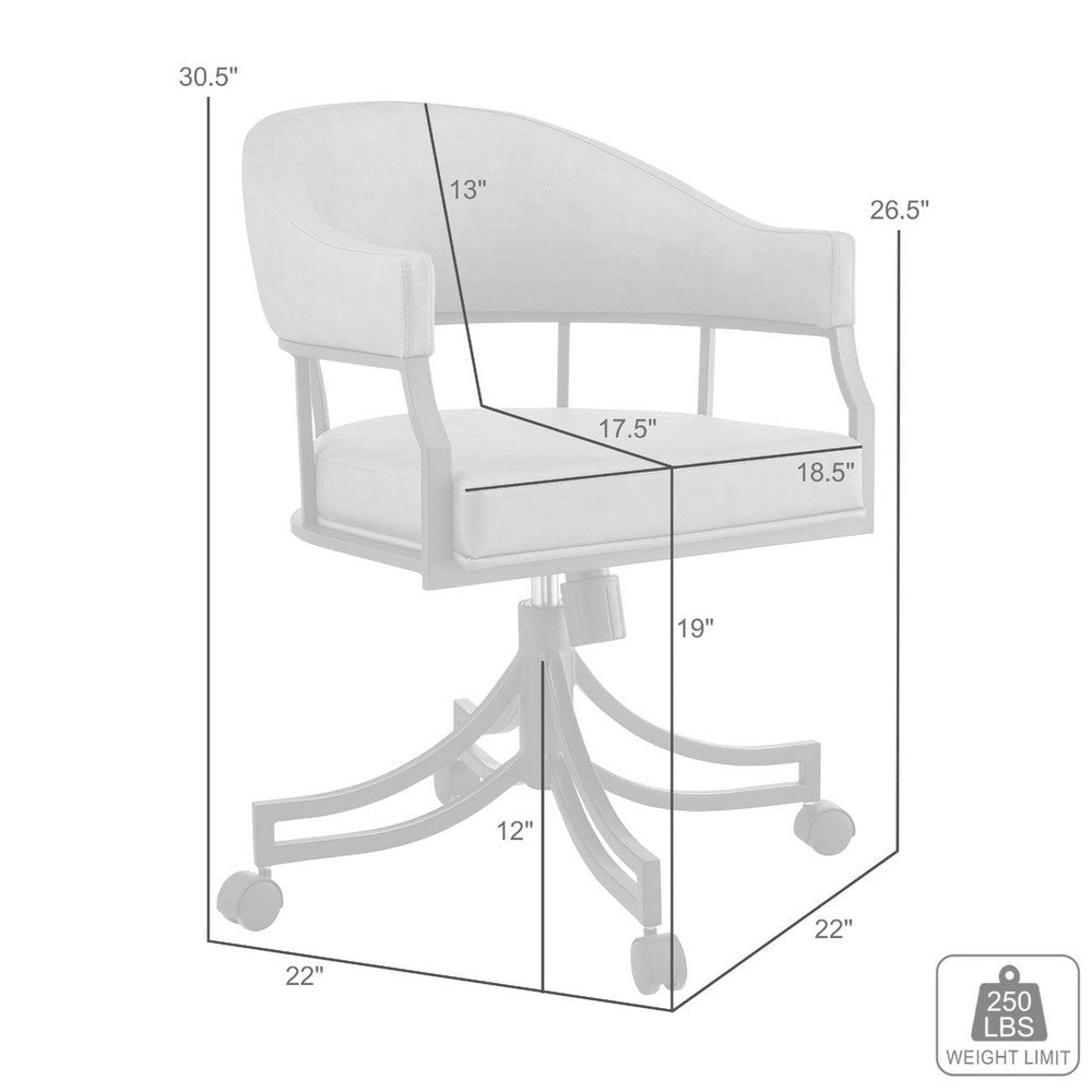 Tibby Swivel Dining Chair | Tilt Rolling | Black Iron | Gray Faux Leather BM339133