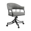Tibby Swivel Dining Chair | Tilt Rolling | Black Iron | Gray Faux Leather