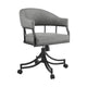 Tibby Swivel Dining Chair | Tilt Rolling | Black Iron | Gray Faux Leather