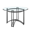 Tibby Modern Round Dining Table | 48" Glass Top | Matte Black Iron Base