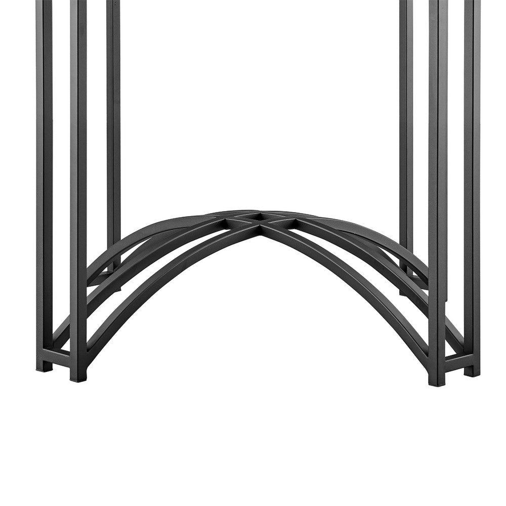 Tibby Modern Round Dining Table | 48’’ Glass Top | Matte Black Iron Base BM339134