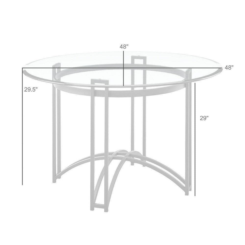 Tibby Modern Round Dining Table | 48’’ Glass Top | Matte Black Iron Base BM339134