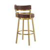 Maxi Swivel Counter Stool Chair | Gold Steel | Coffee Brown Faux Leather