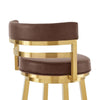 Maxi Swivel Counter Stool Chair | Gold Steel | Coffee Brown Faux Leather