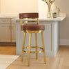 Maxi Swivel Counter Stool Chair | Gold Steel | Coffee Brown Faux Leather