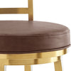 Maxi Swivel Counter Stool Chair | Gold Steel | Coffee Brown Faux Leather