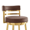 Maxi Swivel Barstool Chair | Gold Steel | Coffee Brown Faux Leather BM339136