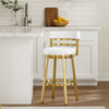 Maxi Swivel Barstool Chair | Gold Stainless Steel | White Faux Leather