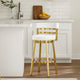 Maxi Swivel Barstool Chair | Gold Stainless Steel | White Faux Leather