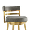 Maxi Swivel Counter Stool Chair | Gold Steel | Vintage Gray Faux Leather