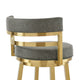 Maxi Swivel Counter Stool Chair | Gold Steel | Vintage Gray Faux Leather