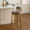 Maxi Swivel Counter Stool Chair | Gold Steel | Vintage Gray Faux Leather