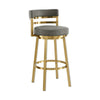 Maxi Swivel Barstool Chair | Gold Stainless Steel | Gray Faux Leather
