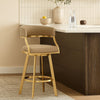 Beth Swivel Counter Chair | Gold Brushed Steel | Sand Brown Faux Leather BM339141