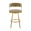 Beth Swivel Barstool Chair | Gold Steel | Sand Brown Faux Leather BM339142