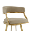 Beth Swivel Barstool Chair | Gold Steel | Sand Brown Faux Leather BM339142