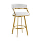 Beth Swivel Counter Stool Chair | Gold Steel Frame | White Faux Leather