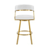 Beth Swivel Counter Stool Chair | Gold Steel Frame | White Faux Leather