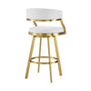Beth Swivel Counter Stool Chair | Gold Steel Frame | White Faux Leather