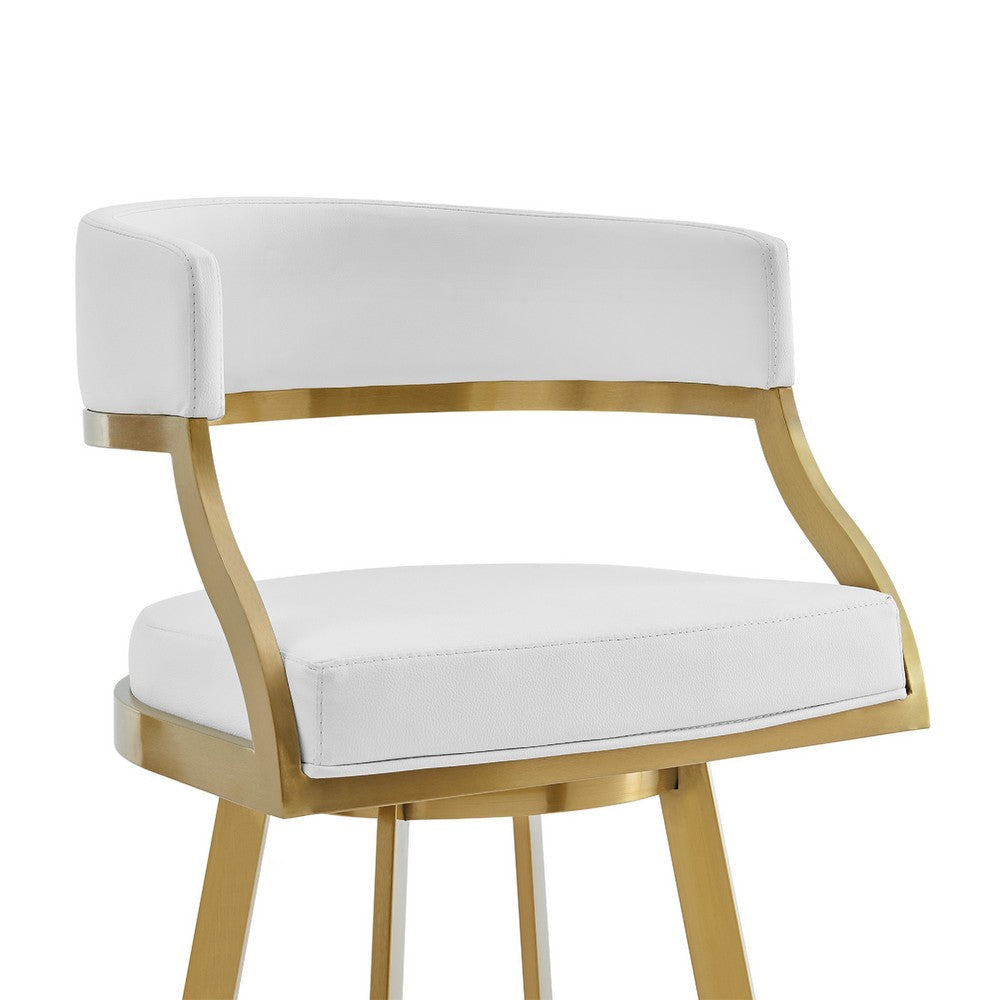 Beth Swivel Counter Stool Chair | Gold Steel Frame | White Faux Leather
