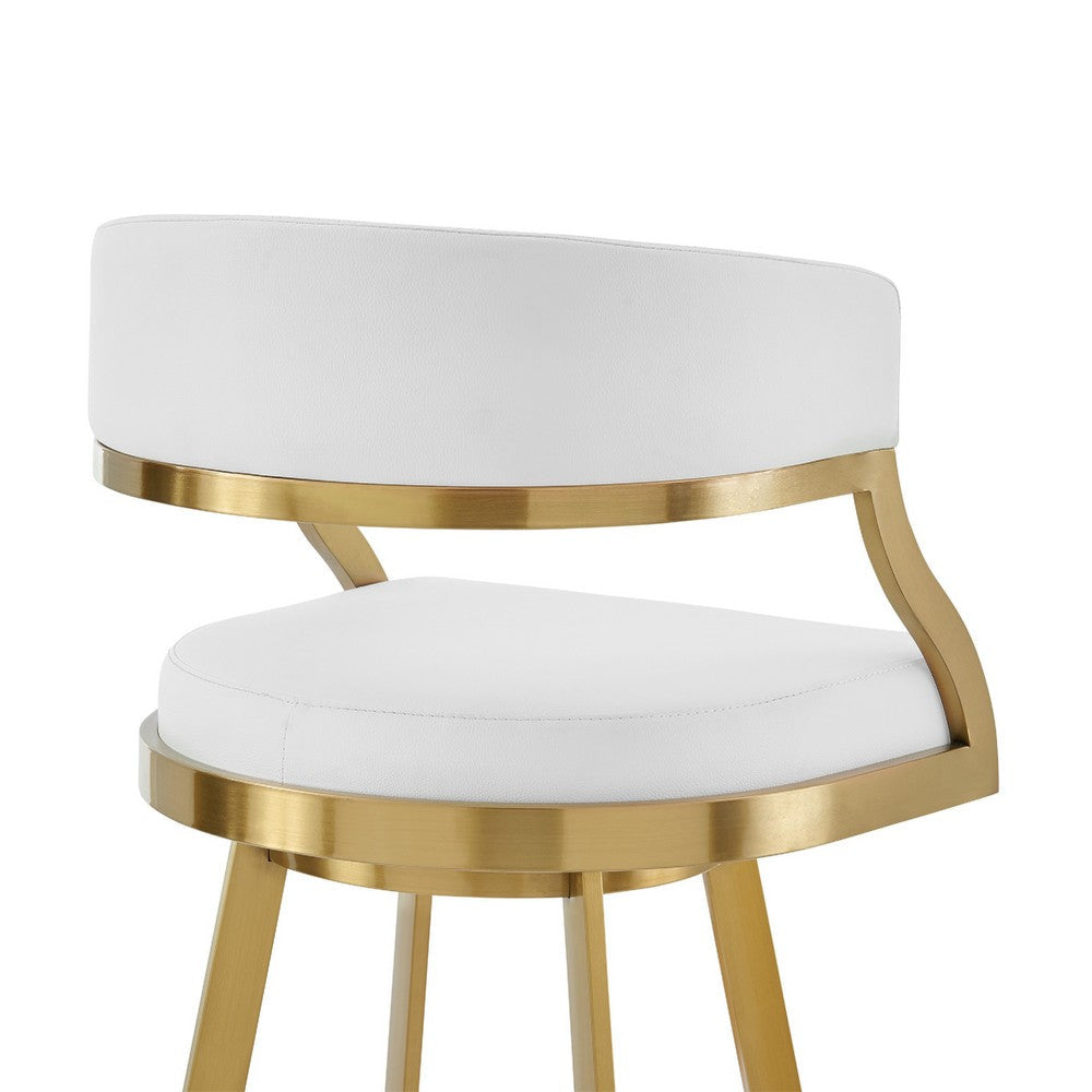 Beth Swivel Counter Stool Chair | Gold Steel Frame | White Faux Leather