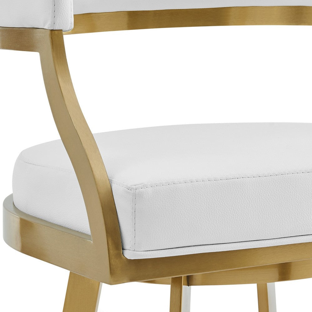Beth Swivel Counter Stool Chair | Gold Steel Frame | White Faux Leather
