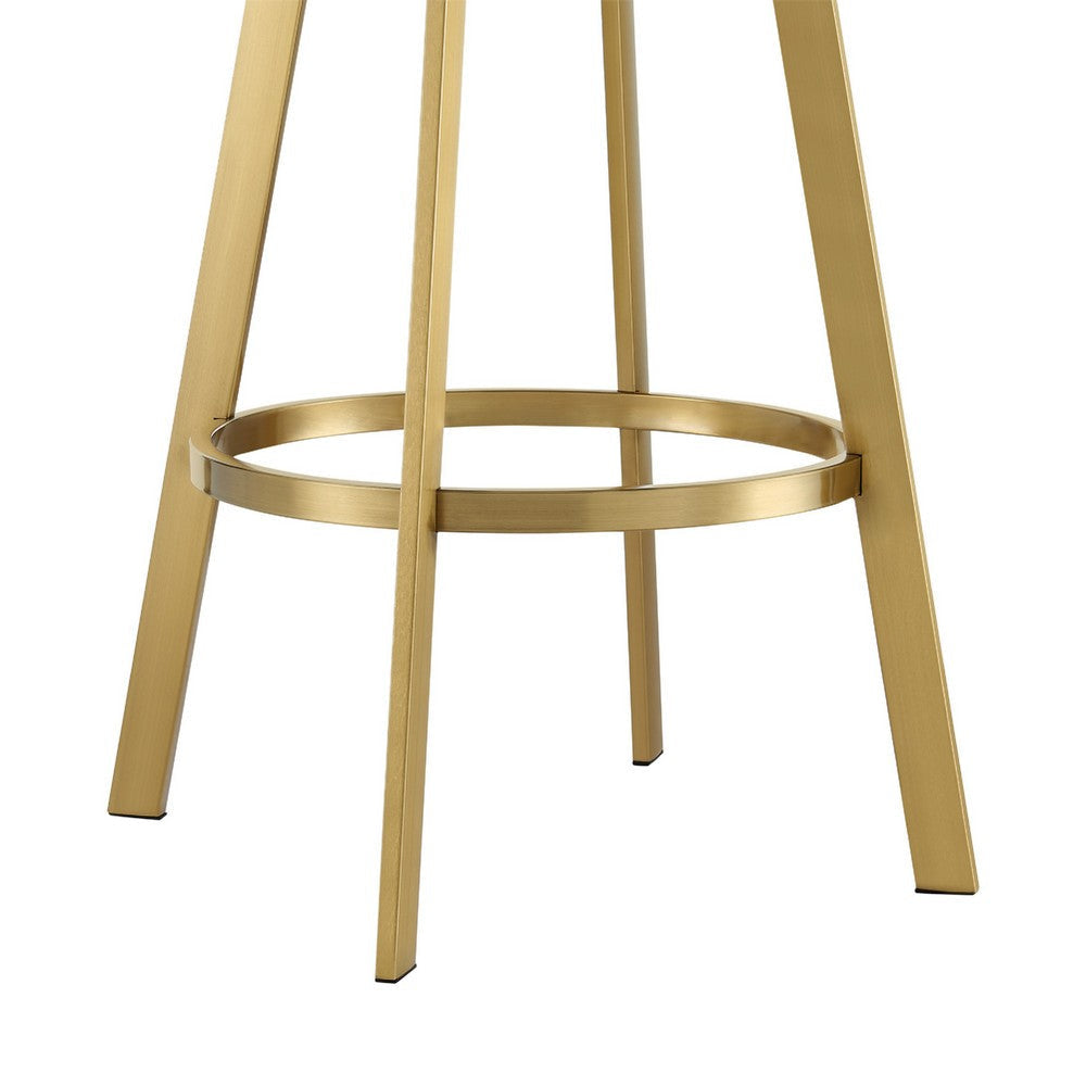 Beth Swivel Counter Stool Chair | Gold Steel Frame | White Faux Leather