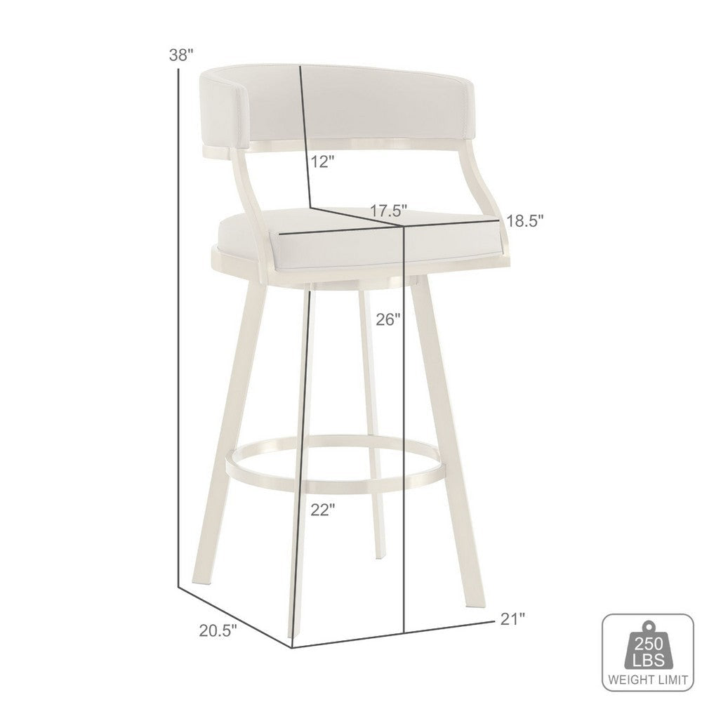 Beth Swivel Counter Stool Chair | Gold Steel Frame | White Faux Leather