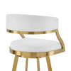Beth Swivel Barstool Chair | Gold Stainless Steel | White Faux Leather