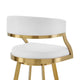 Beth Swivel Barstool Chair | Gold Stainless Steel | White Faux Leather