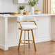 Beth Swivel Barstool Chair | Gold Stainless Steel | White Faux Leather
