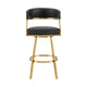 Beth Swivel Counter Stool Chair | Gold Steel Frame | Black Faux Leather