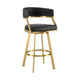 Beth Swivel Counter Stool Chair | Gold Steel Frame | Black Faux Leather