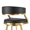 Beth Swivel Counter Stool Chair | Gold Steel Frame | Black Faux Leather