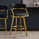 Beth Swivel Counter Stool Chair | Gold Steel Frame | Black Faux Leather