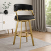 Beth Swivel Counter Stool Chair | Gold Steel Frame | Black Faux Leather
