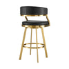 Beth Swivel Barstool Chair | Gold Stainless Steel | Black Faux Leather