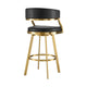 Beth Swivel Barstool Chair | Gold Stainless Steel | Black Faux Leather