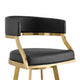 Beth Swivel Barstool Chair | Gold Stainless Steel | Black Faux Leather