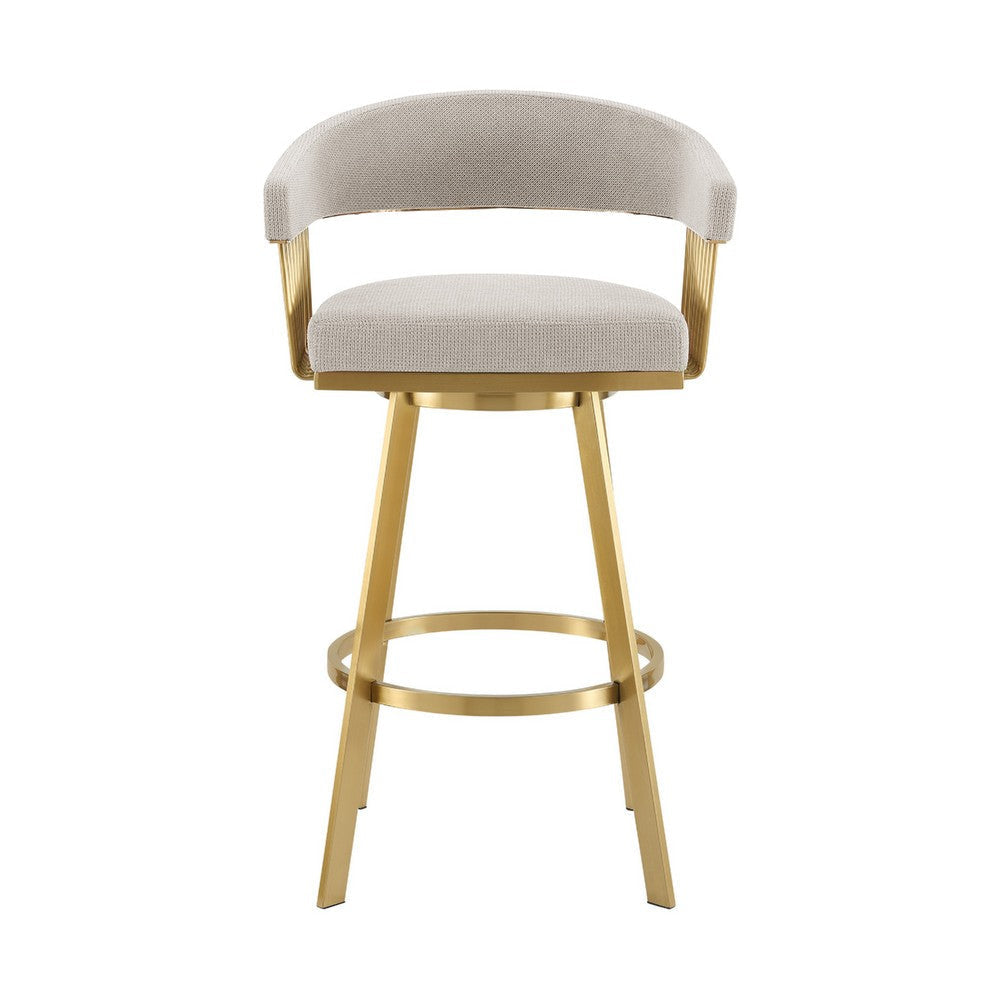 Luci Swivel Counter Stool Chair | Gold Steel Legs | Taupe Polyester
