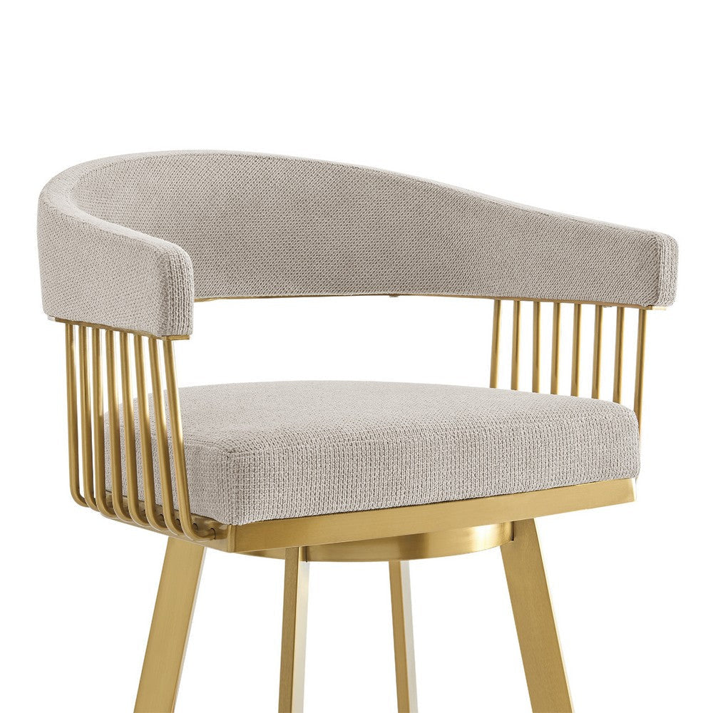 Luci Swivel Counter Stool Chair | Gold Steel Legs | Taupe Polyester